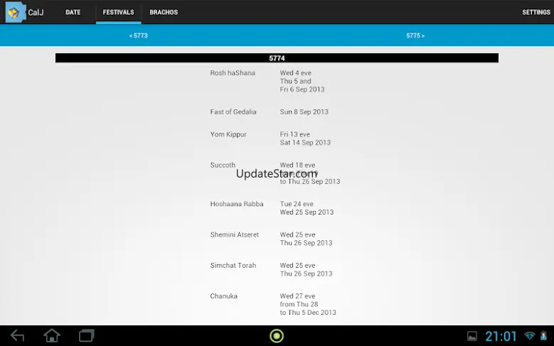 CalJ Jewish Calendar 5.2.3