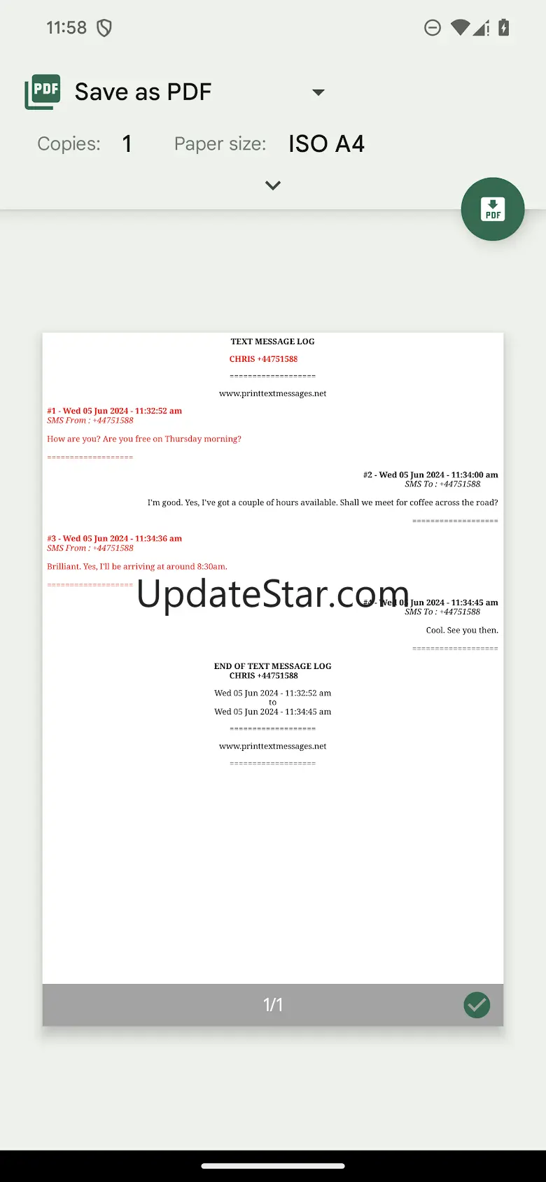 Print Text Messages 5.5