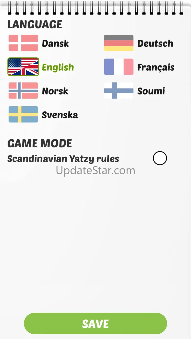 DICY, Scoresheet for YAHTZEE® 2.4.14