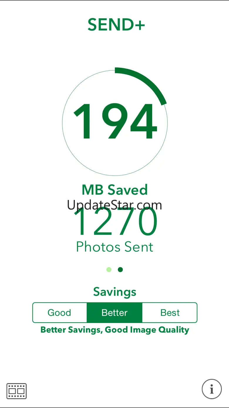 Send Plus - Save your data plan, send photos (email, text, Facebook, Twitter), track your data usage - compress your photos before sending and save money. 1.21