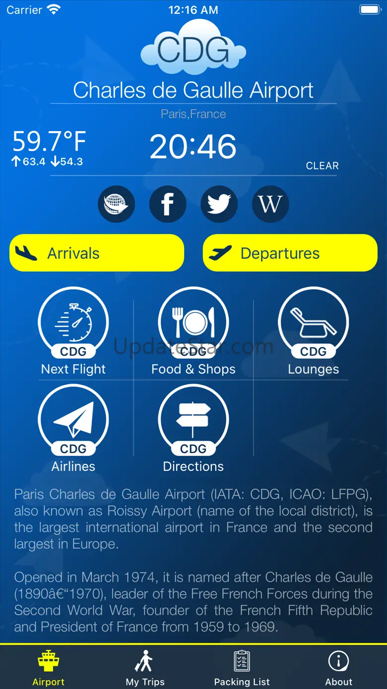 Paris Airport CDG Info + Radar 11.0