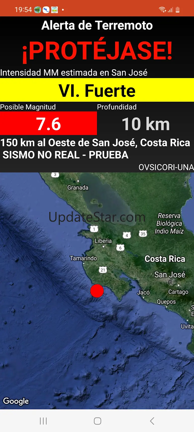 OVSICORI-UNA Alerta Terremotos 3.1
