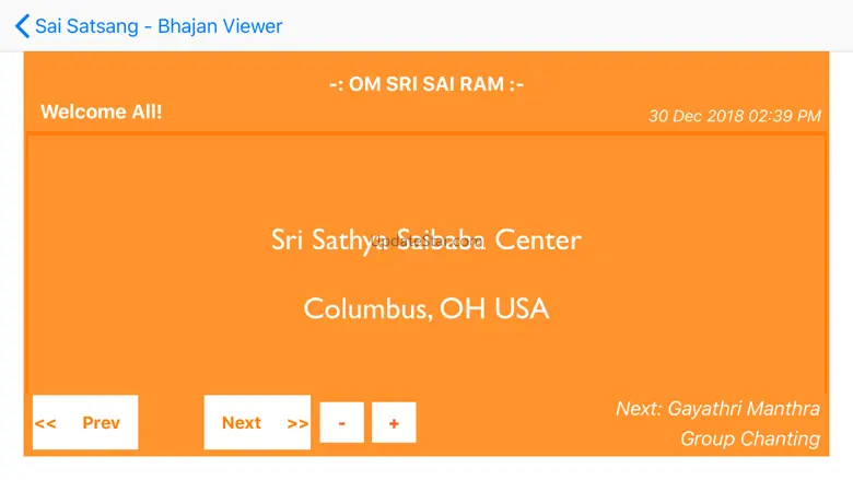 Sri Sai Satsang-Bhajan Viewer 2.0