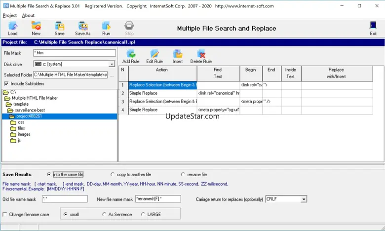 Multiple File Search & Replace 3.0