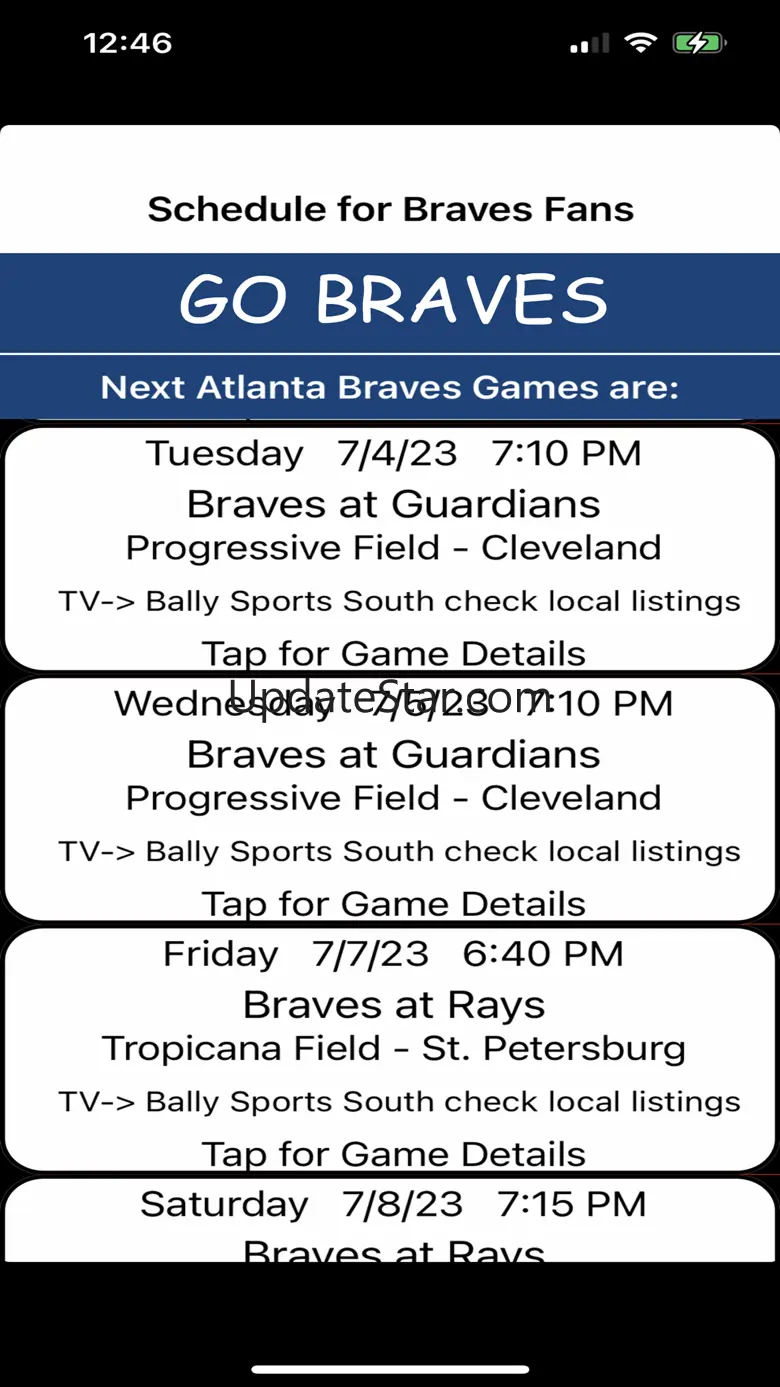Schedule for Braves fans V2.0