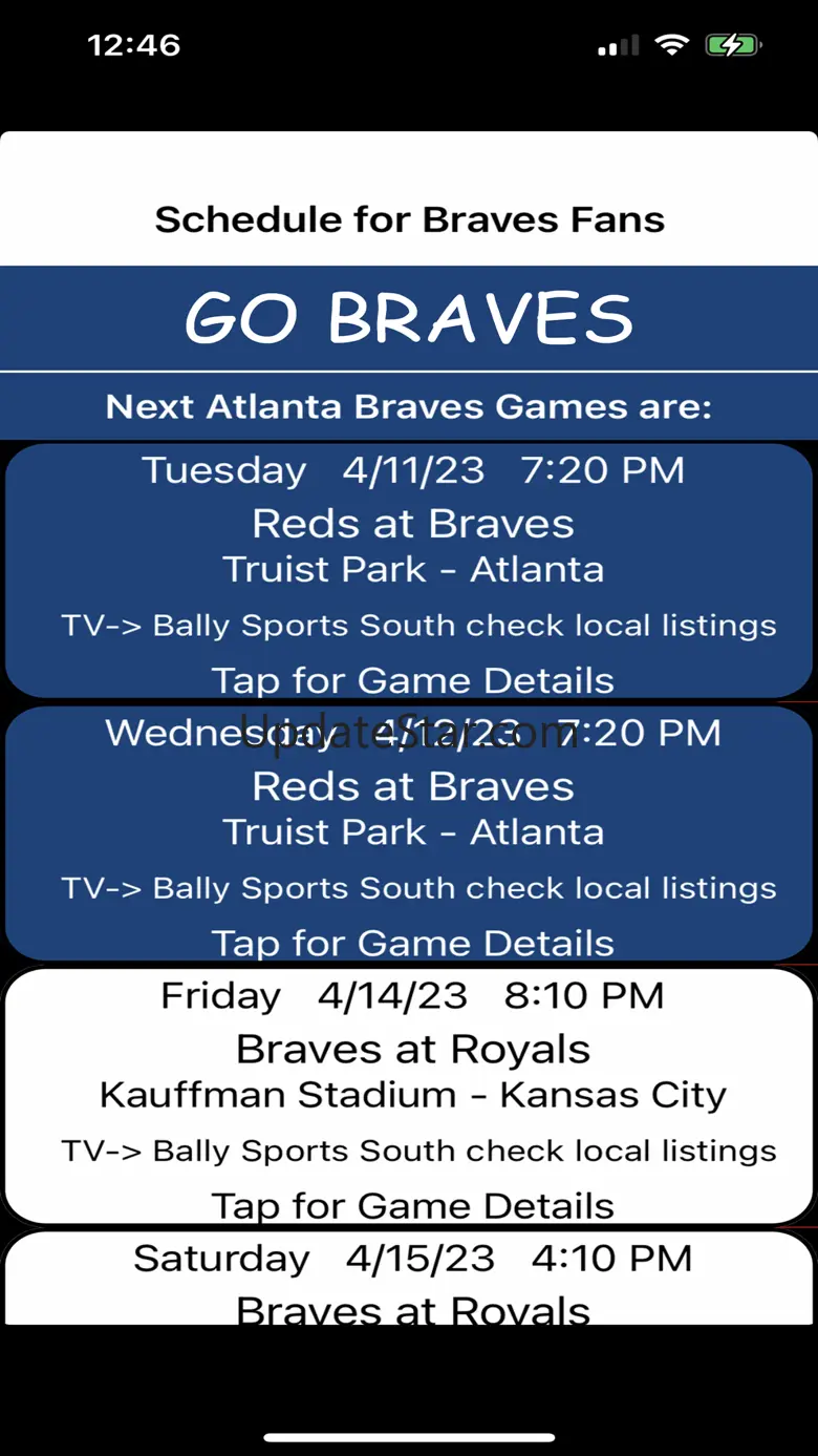 Schedule for Braves fans V2.0