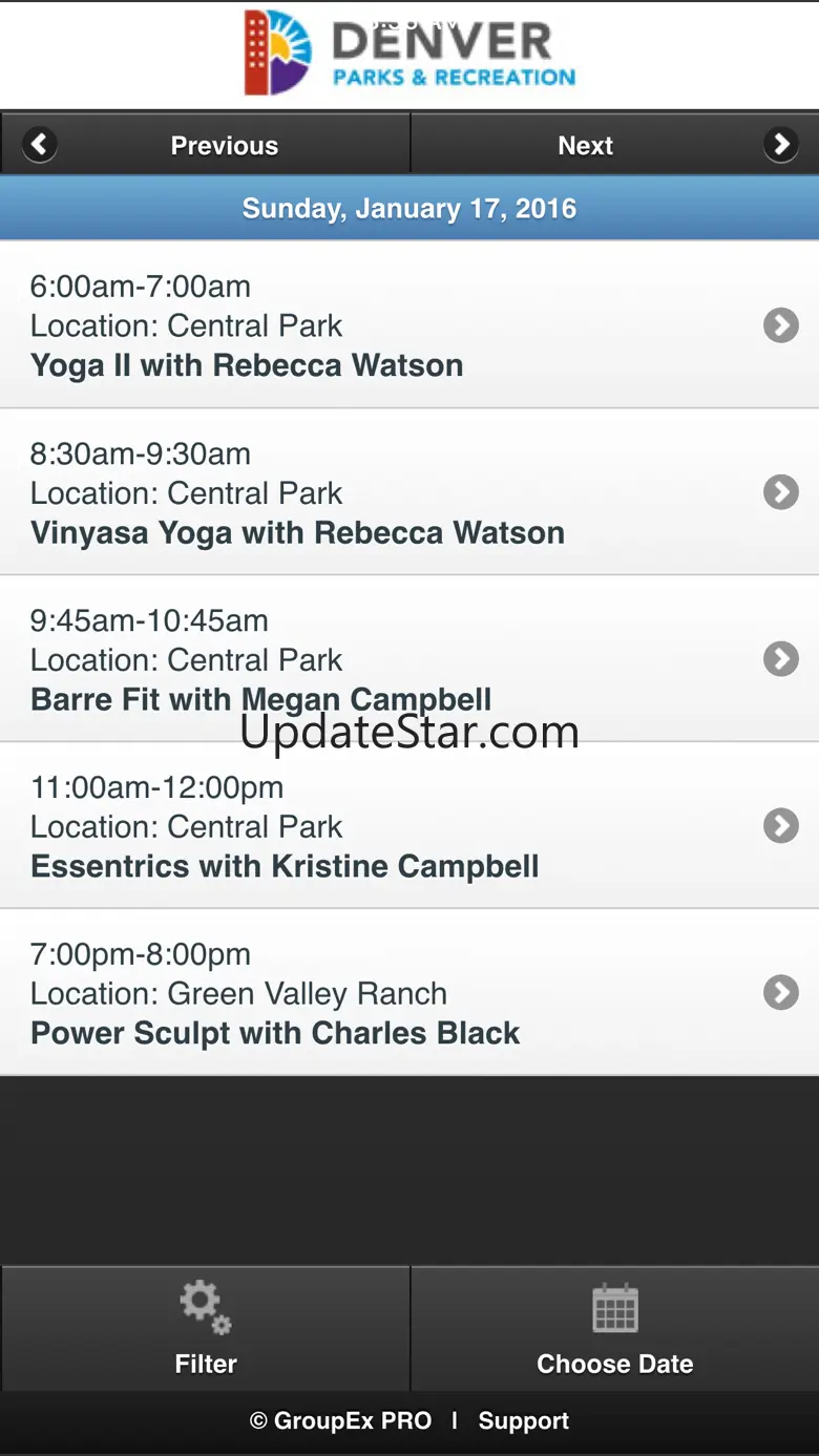 Denver Park and Recreation - Group Fitness Schedule 1.0