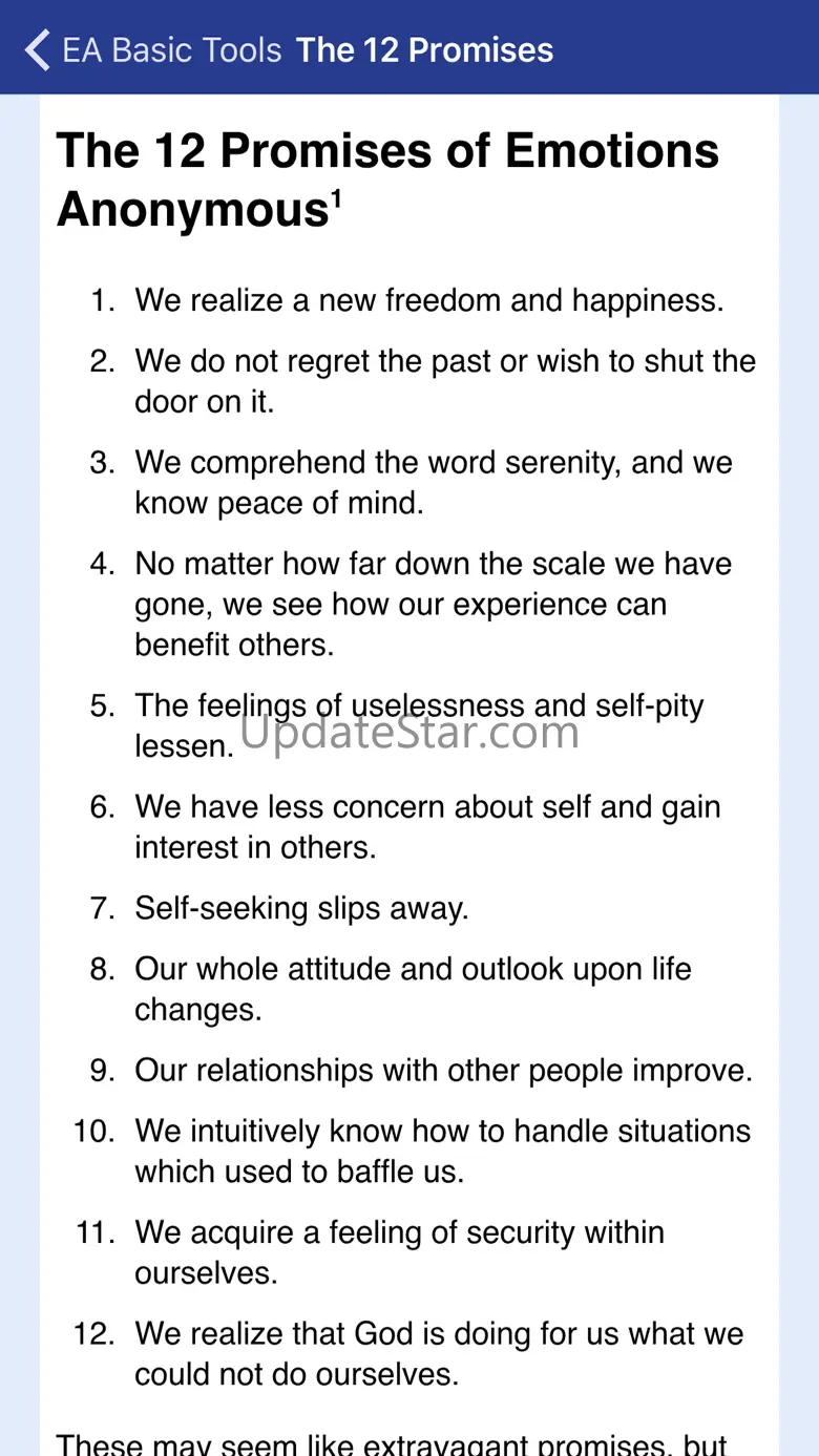 EA Recovery - 12 step program Emotions Anonymous 1.6