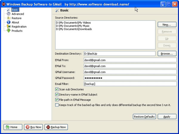 Windows Backup Software-to GMail 8.7