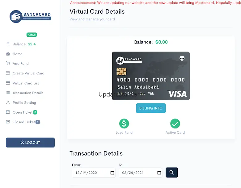 Get Virtual Card Instantly 1.2