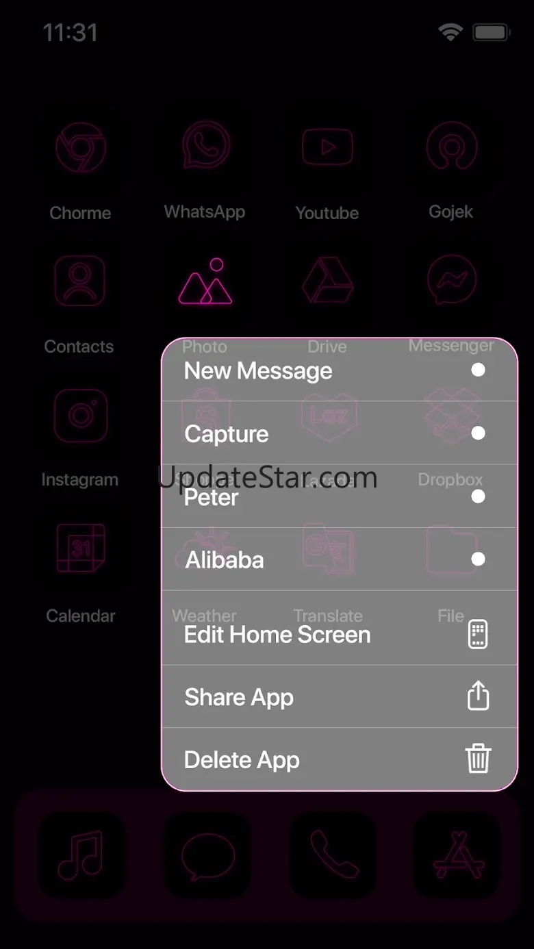 Wow Pink Neon Theme, Icon Pack 202300820