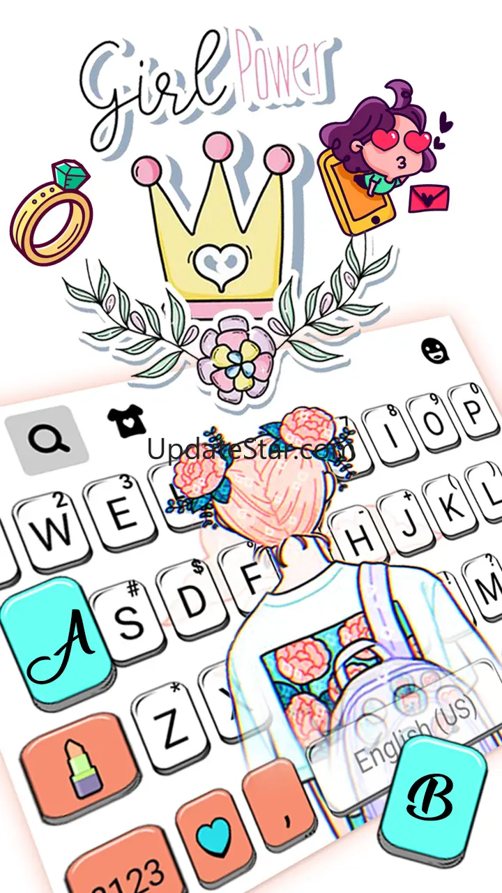 Doodle Cartoon Girl Keyboard B 3.0