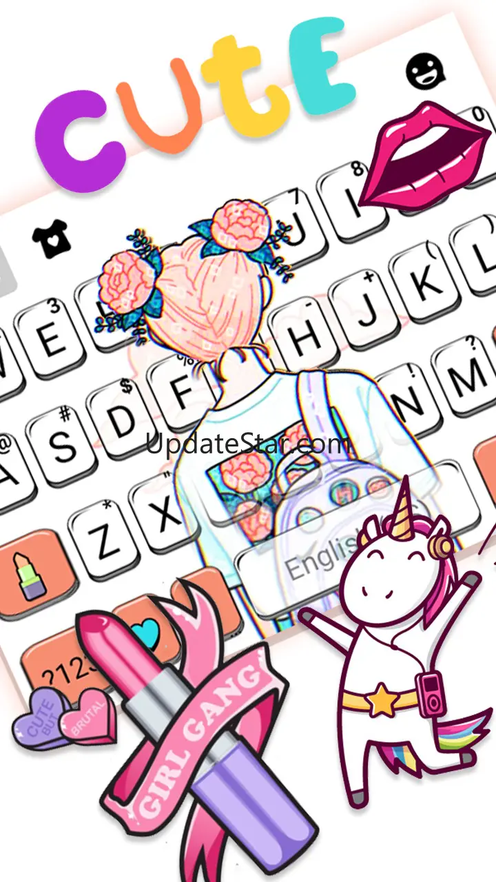 Doodle Cartoon Girl Keyboard B 3.0