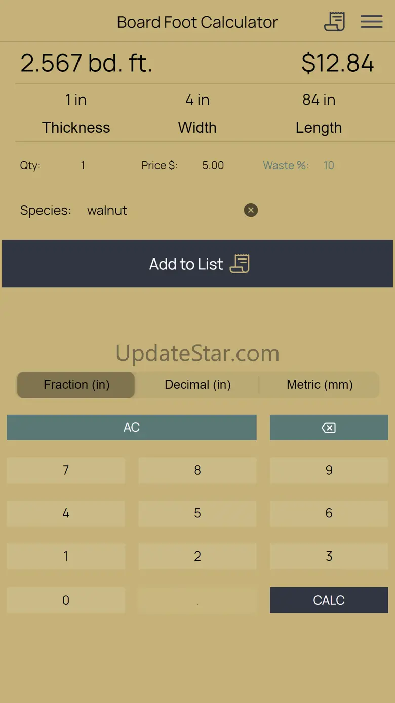 Lumber Board Foot Calculator 1.1.6