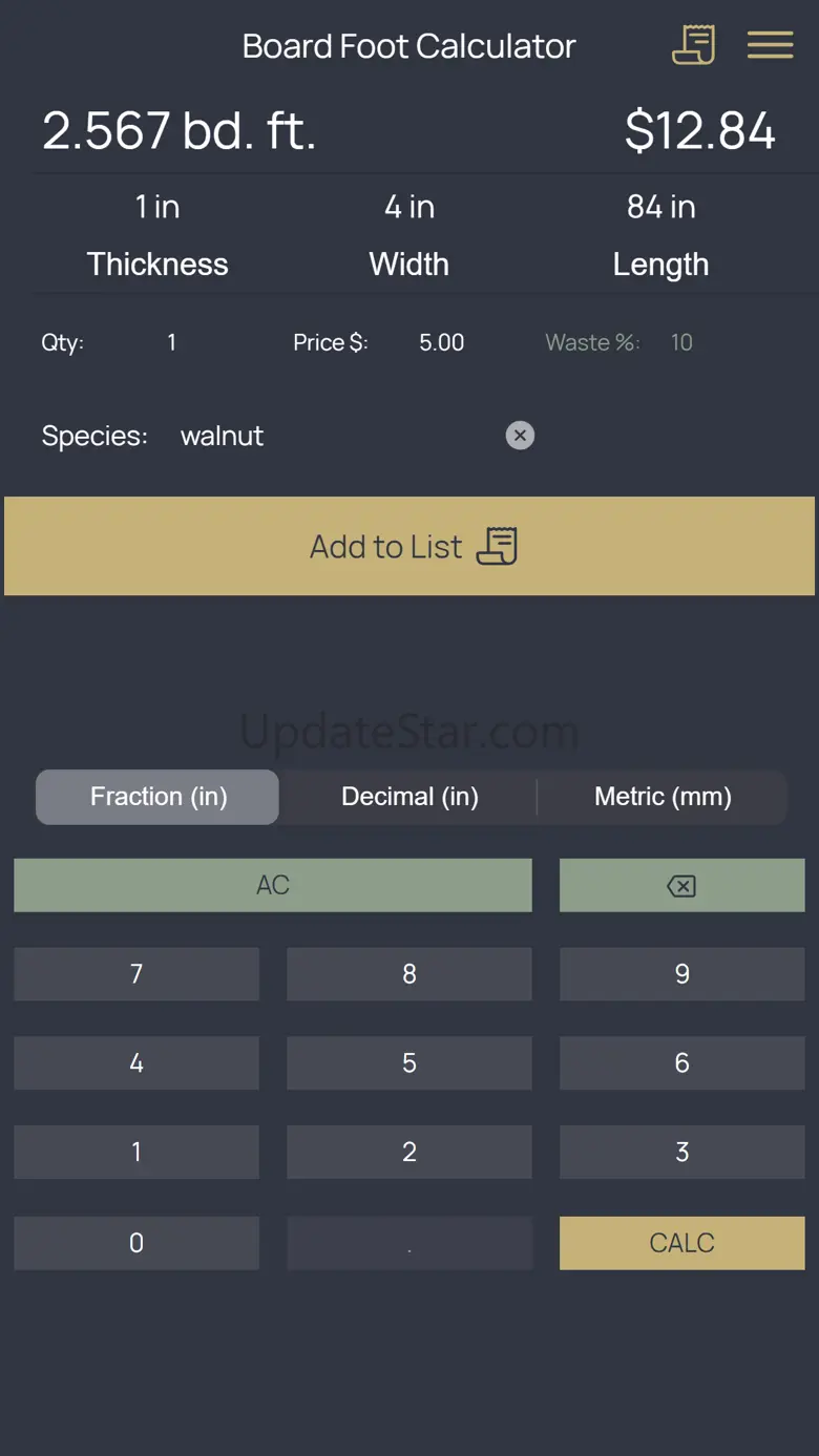 Lumber Board Foot Calculator 1.1.6