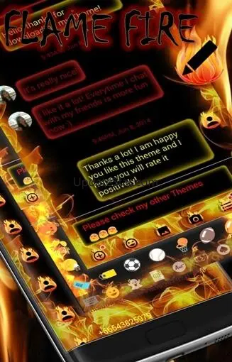 SMS Messages Flame Fire Theme 350