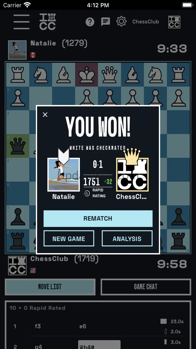 Chess at ICC, play & learn 6.0.0
