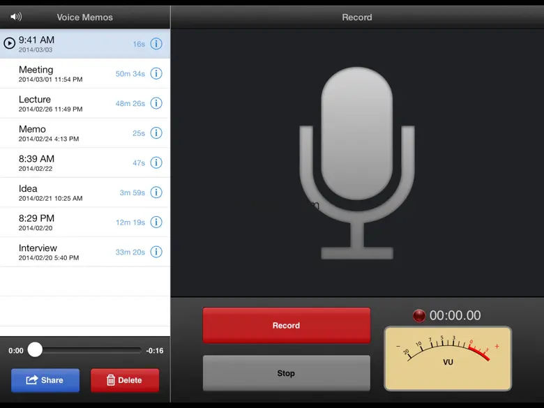 Voice Memos for iPad 2.7