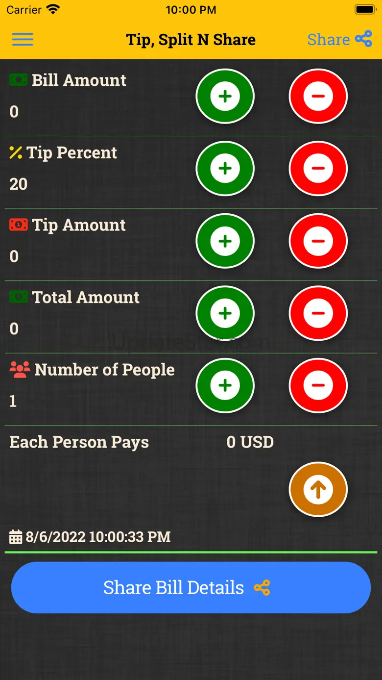 Tip, Split N Share Calculator 2.0