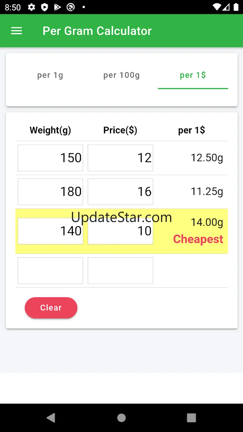 Per Gram Calculator 1.2