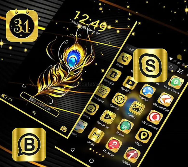 Gold Feather Launcher Theme 5.0