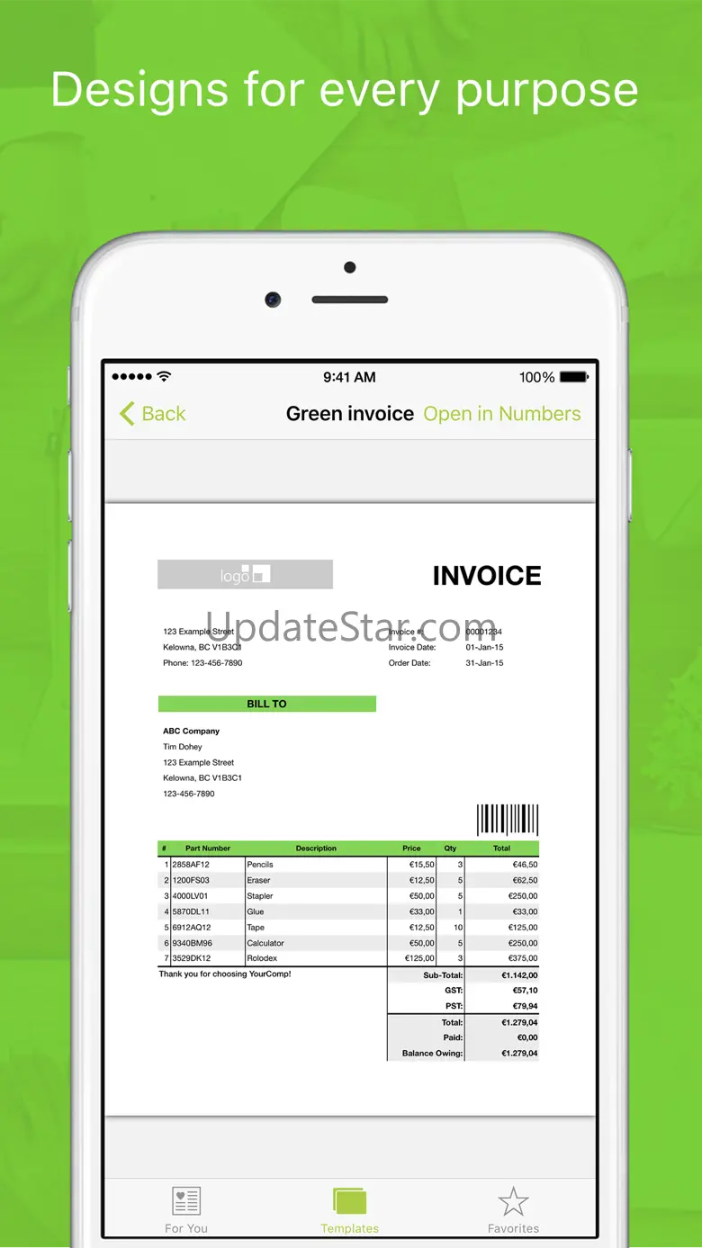 Templates for Numbers Pro 5.0