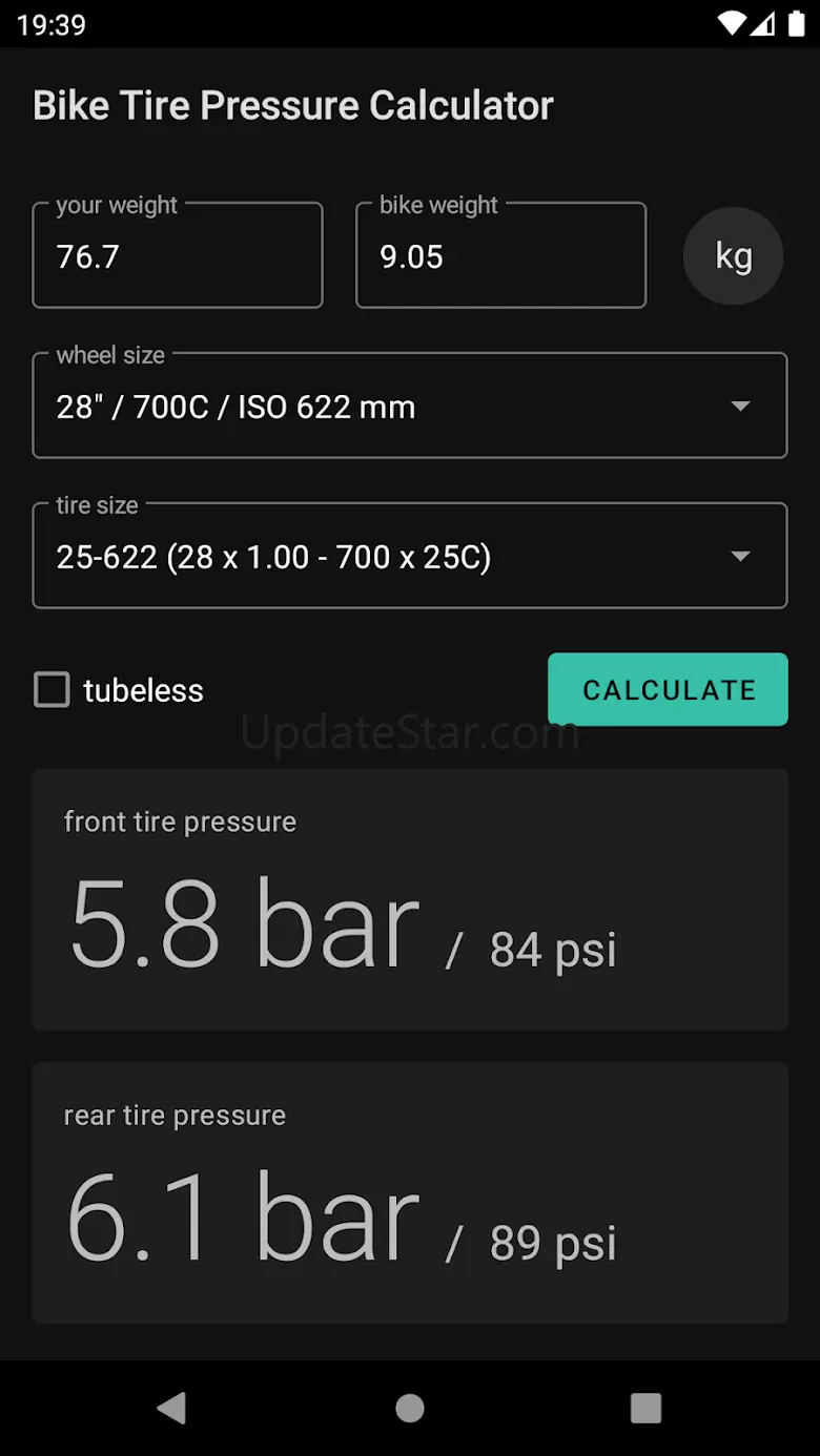 Bike Tire Pressure Calculator 0.8.1