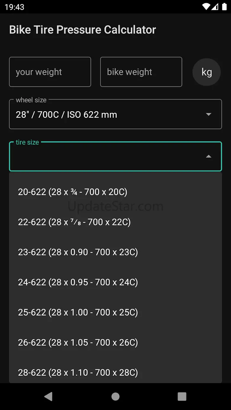 Bike Tire Pressure Calculator 0.8.1