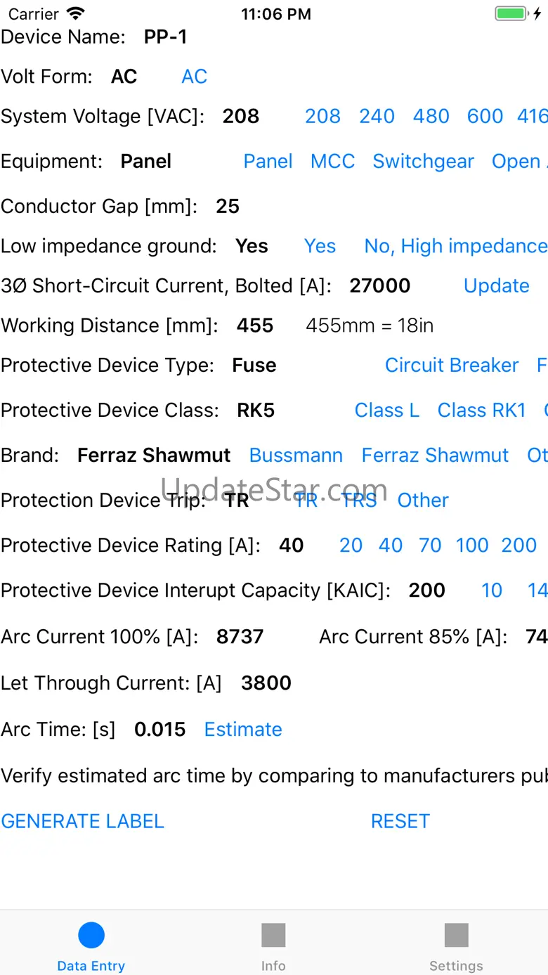 Arc Flash Label Calculator 1.10