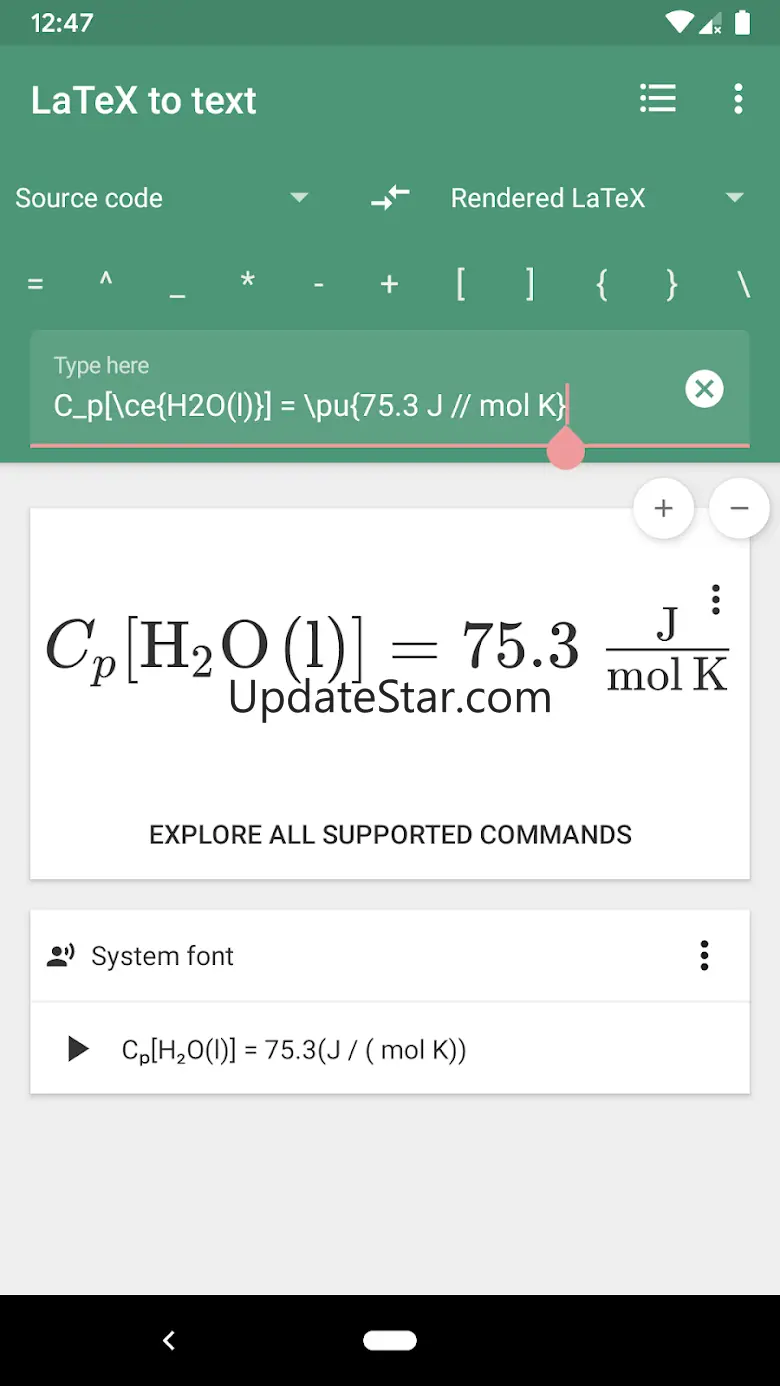 LaTeX equation editor: Unicode 1.1.8-latex