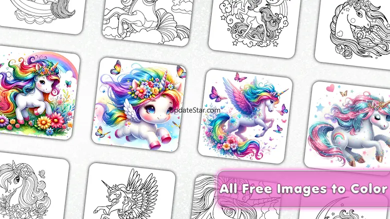 Unicorn Glitter Coloring Pages 6.8