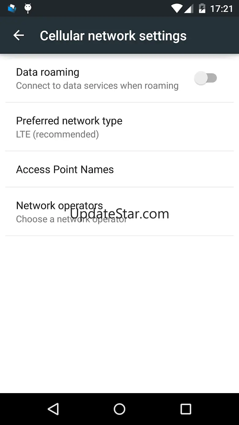 Network settings shortcut 1.7
