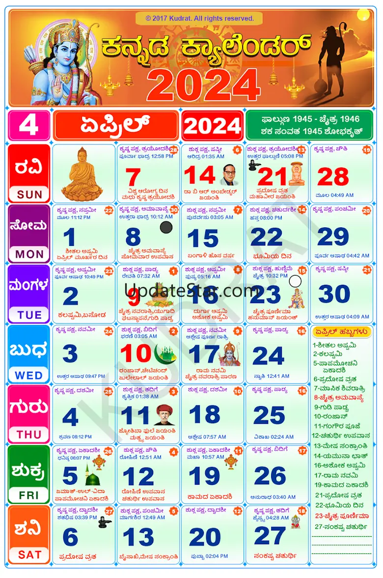 Kannada Calendar 2024 23.09.23