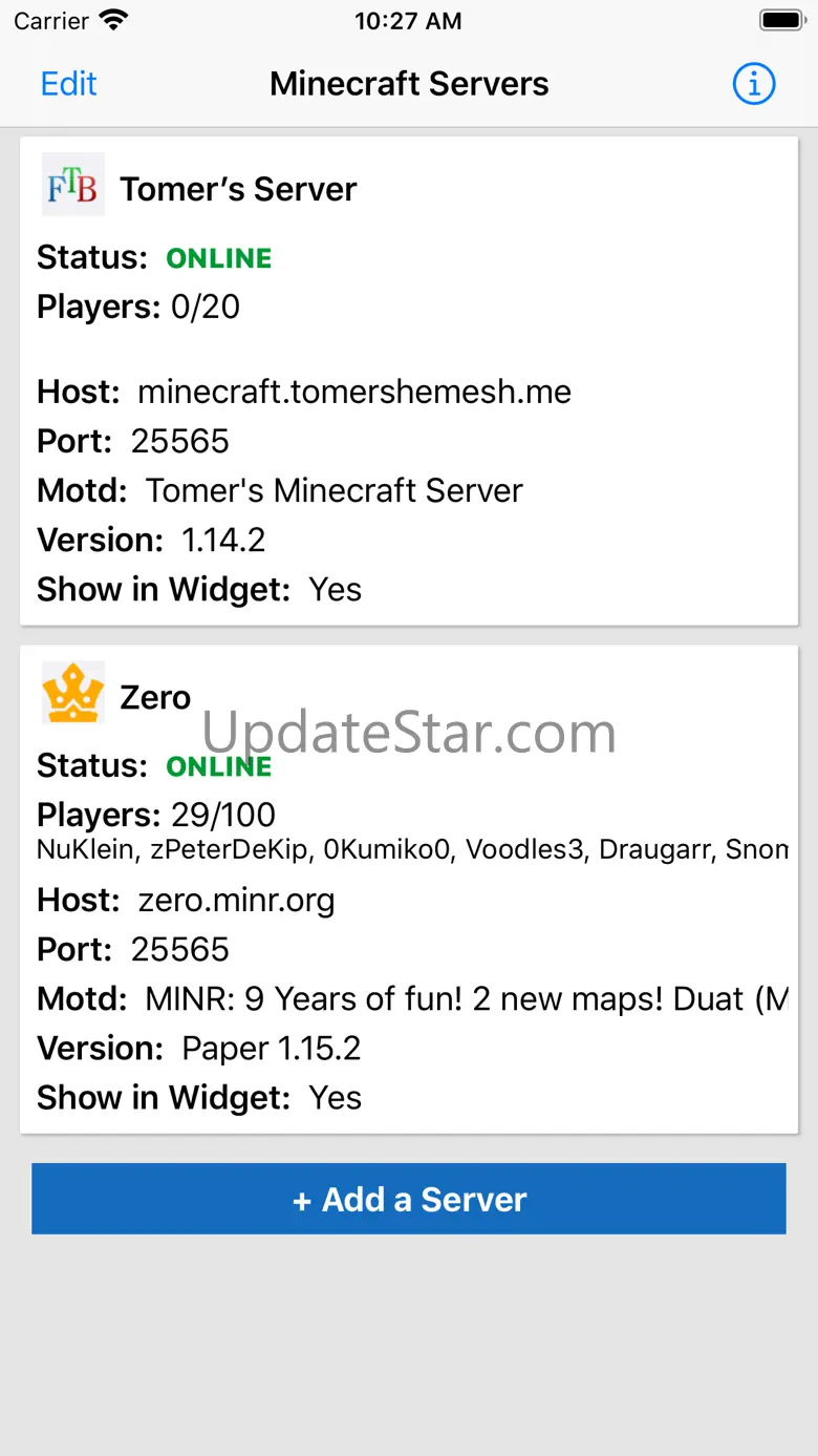 MC Status Widget for Minecraft 2.0.2