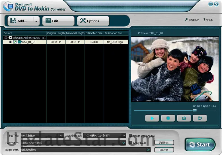Daniusoft DVD to Nokia Converter 2.1.0.13