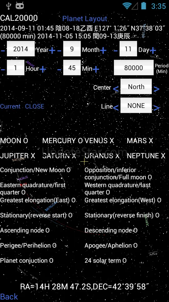 CAL20000 STAR MAP V2.50.00