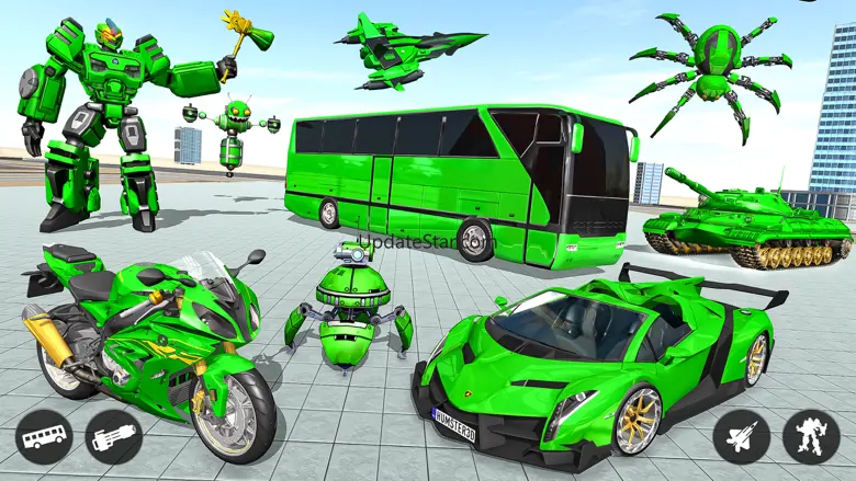 Flying Bus Robot Car Games 1.2