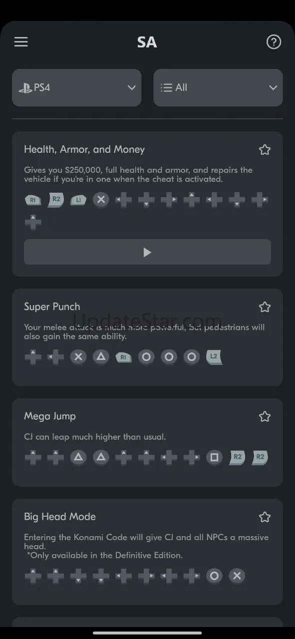 All cheats for V, SA, VC 1.57