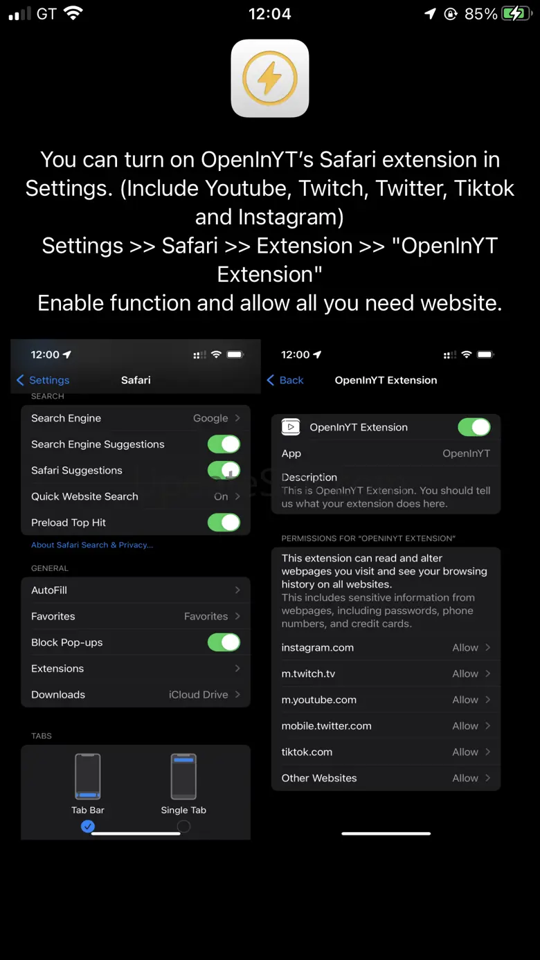 OpenInYT 1.10