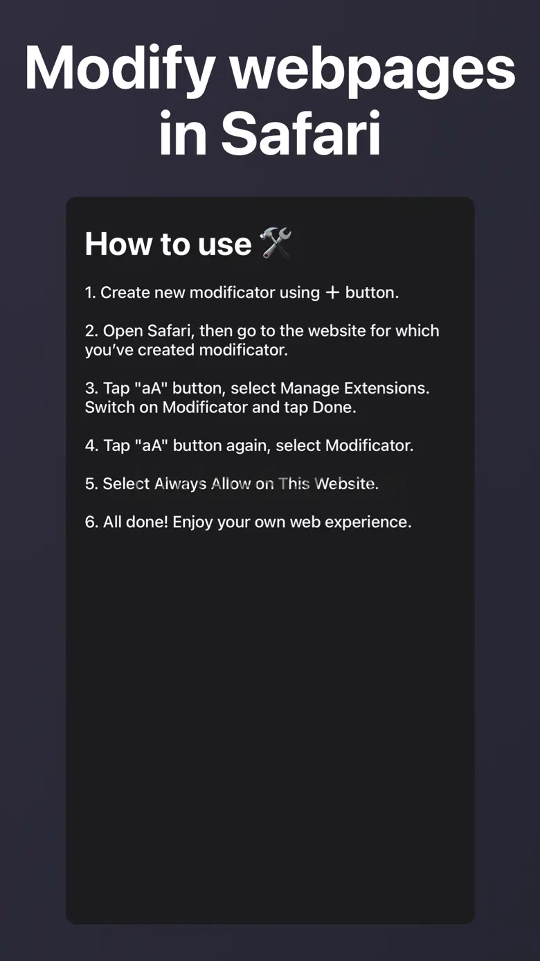 Modificator: Mods for Websites 1.0