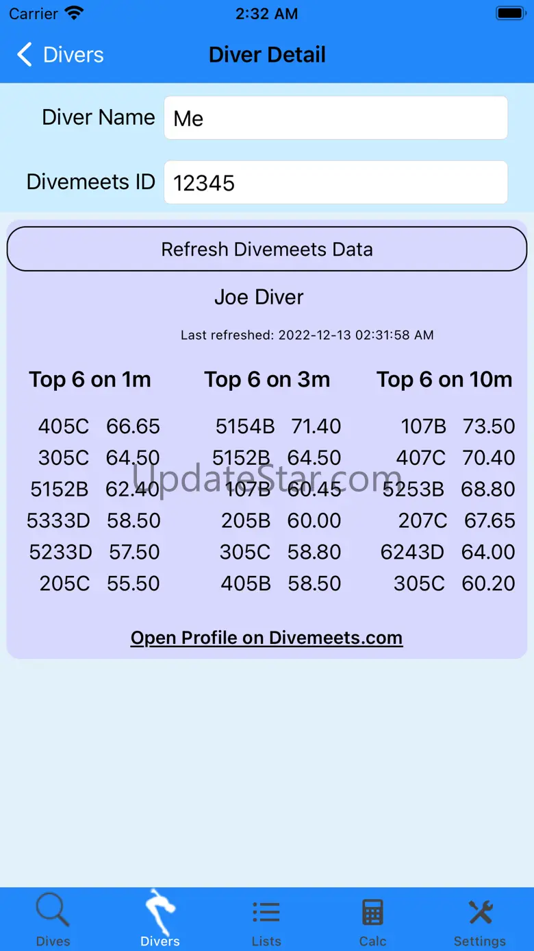 Dive List 3.0