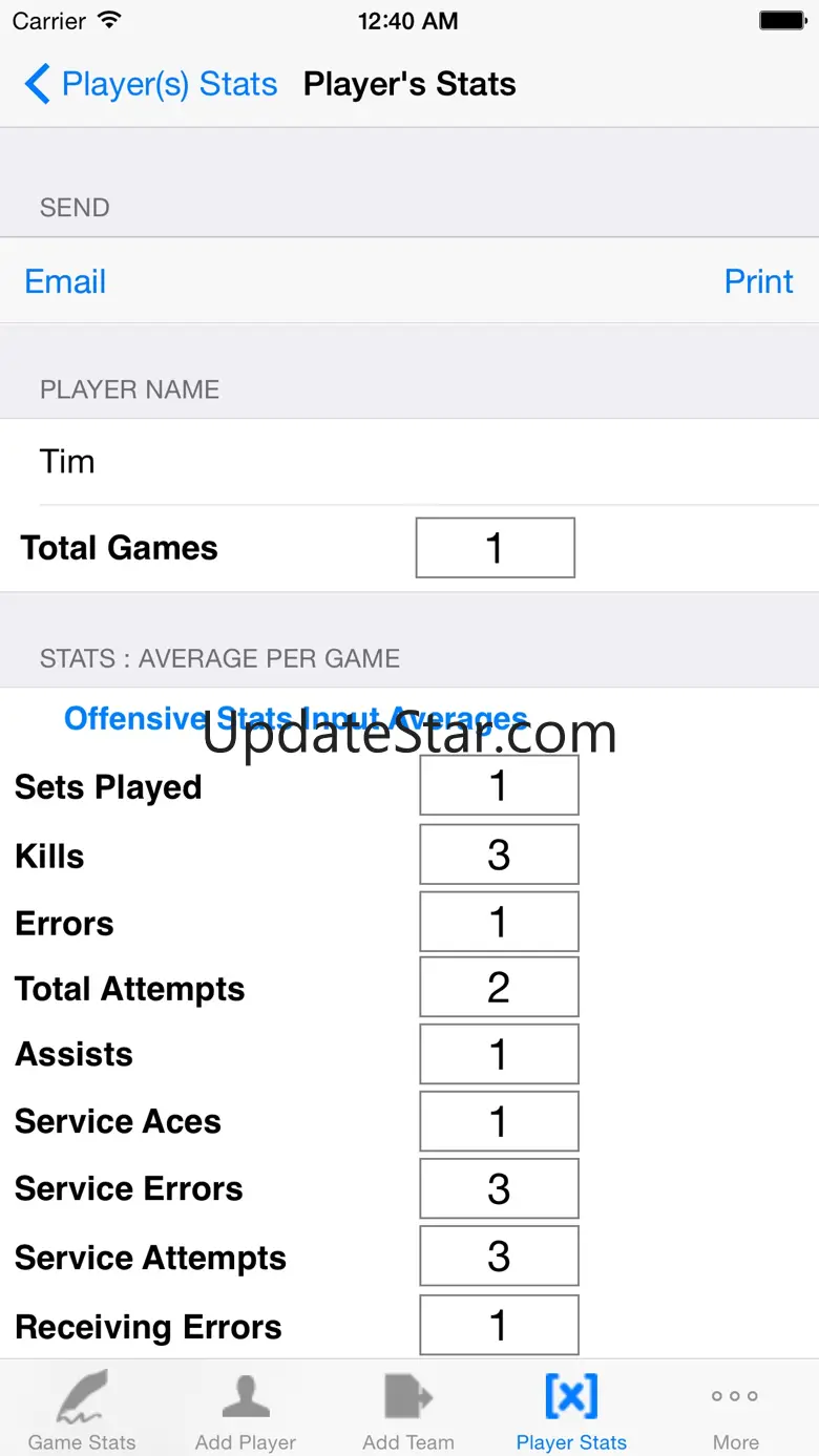 Volleyball Player Game Stats 6.19