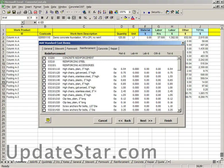 ConcreteCost Estimator for Excel 15.0