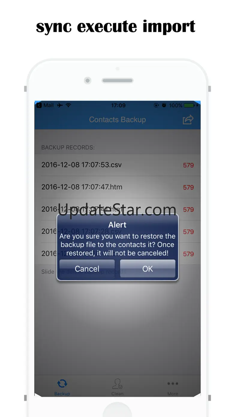 sync -contacts backup to file 5.72