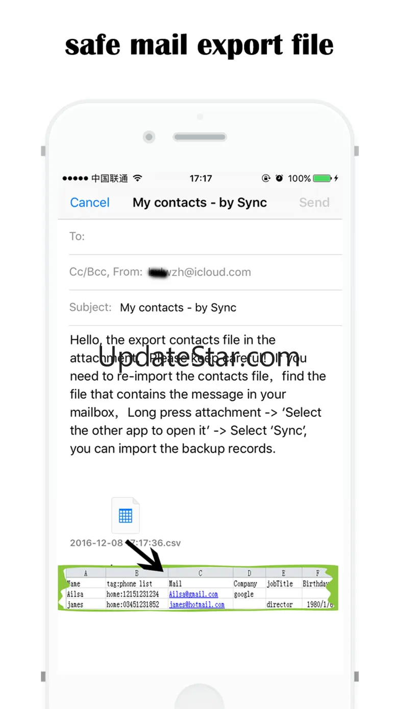 sync -contacts backup to file 5.72