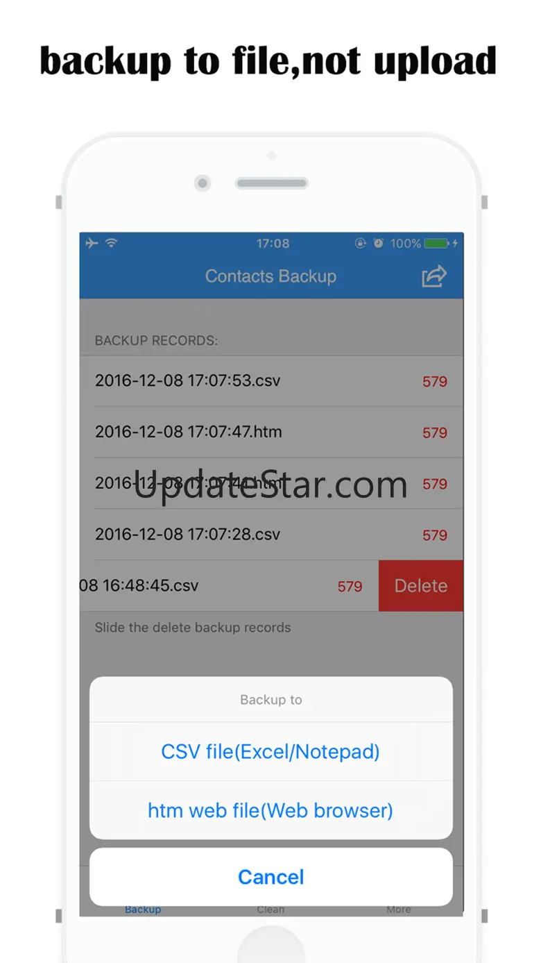 sync -contacts backup to file 5.72