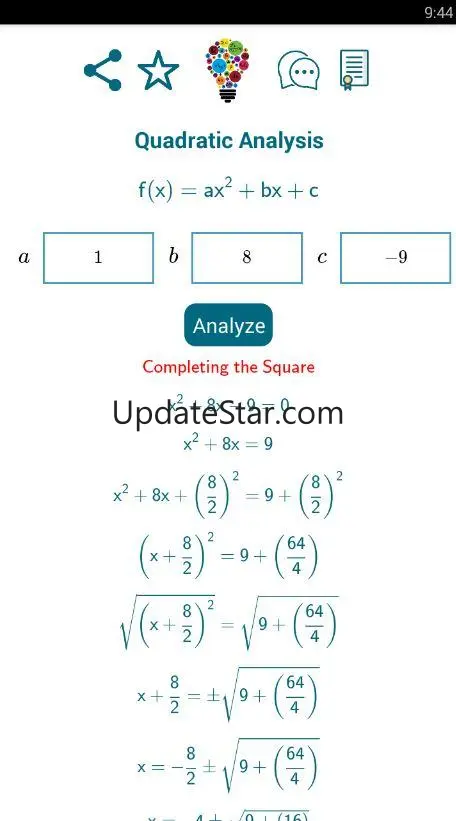 Quadratic Analysis 1.8