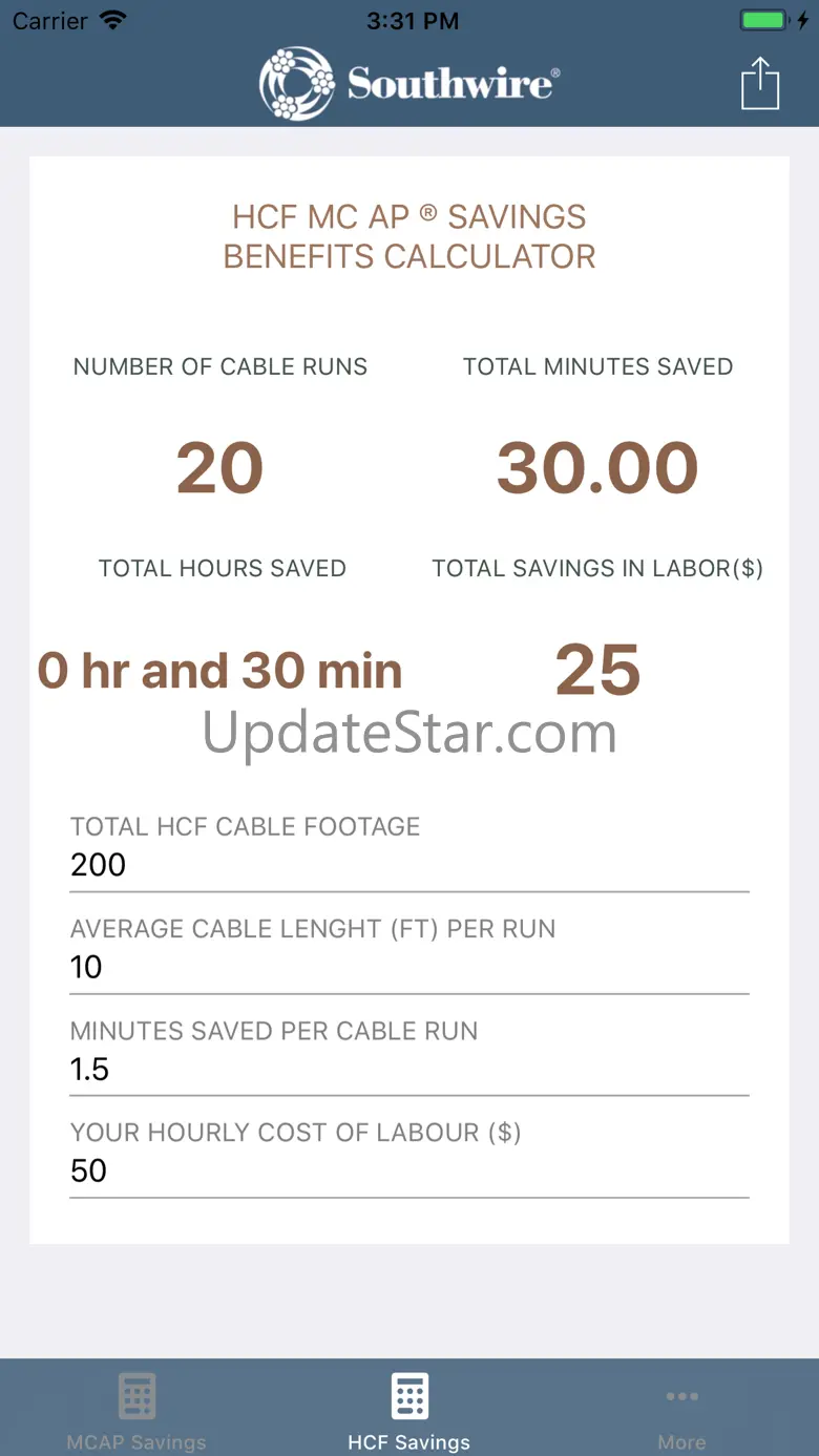 Southwire® MCAP® Savings Calc 2.3.1