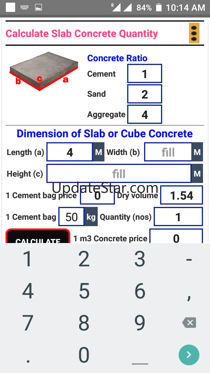 Concrete Calculator (Cement,Sa 1.21