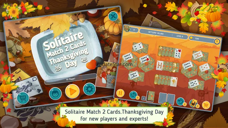 Solitaire Match 2 Cards Free. Thanksgiving Day Card Game 1.0